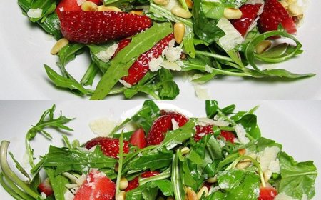 Basilikum-Rucolasalat mit Erdbeeren