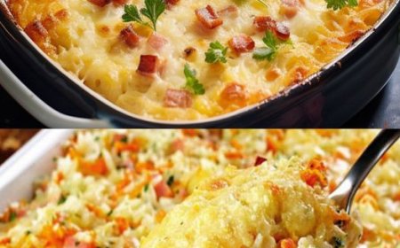 GEBACKENER REIS MIT SCHINKEN UND KÄSE