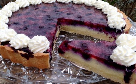 HEIDELBEERKUCHEN MIT EINEM SELBSTGEMACHTEN GRIESSPUDDING