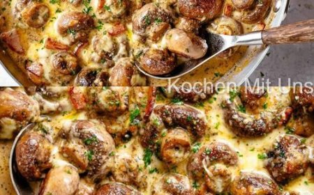 Champignons in leckere Knoblauch Parmesansoße