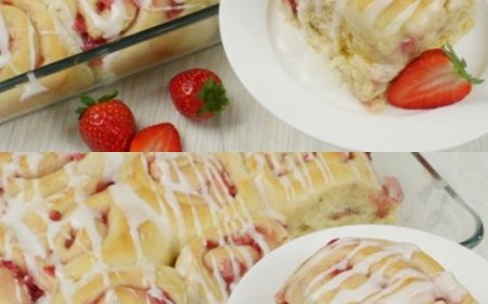 Erdbeer-Vanillepudding-Schnecken