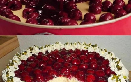 Unwiderstehlich cremiger Käsekuchen mit Kirschen, ein Traum