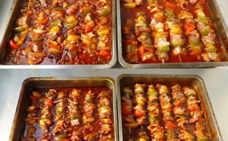 Schaschlik mit selbstgemachter Schaschliksoße