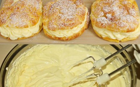 Fantastische Teilchen gefüllt mit Vanillecreme