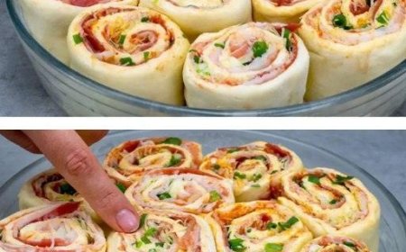 Mit Schinken und Käse gefüllte Brötchen, super einfach zuzubereiten