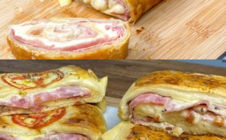 Blätterteig Strudel mit Schinken und Käse