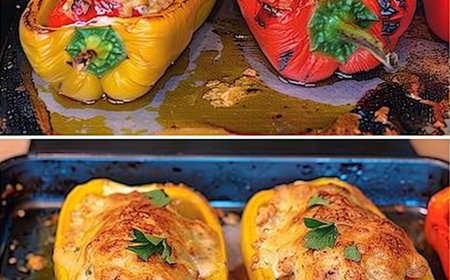 Mit Hühnchen Gefüllte Paprikaschoten Das Leckere Und Einfach Nachzukochende Rezept