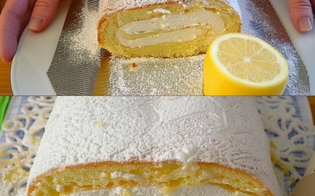 Erfrischende Biskuitrolle Mit Zitronen, Perfekt Für Den Sommer