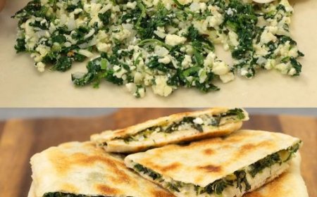 Türkisches Fladenbrot mit Spinat und Feta