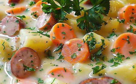 Kohlrabi Kartoffel Mohren Eintopf mit Wiener Würstchen und 200 g Schmelzkäse