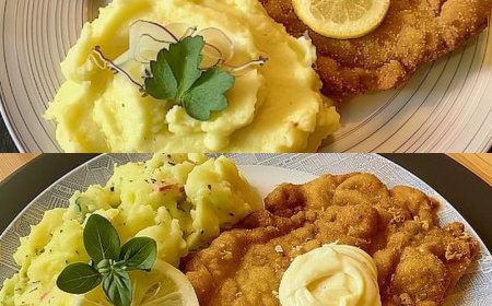 Wiener Schnitzel mit Sahnemöhren und Kartoffelpüree