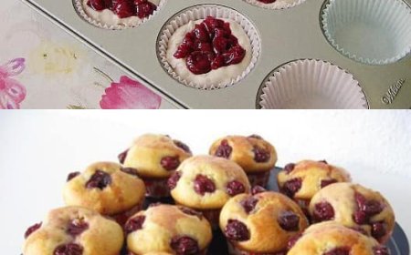 Unglaublich lecker, wunderbare Kirschmuffins in 10 Minuten