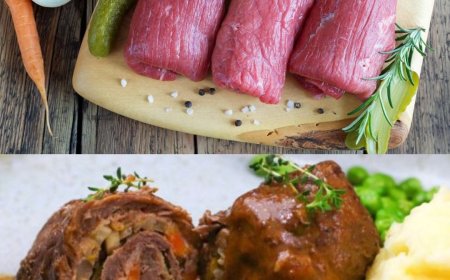Rezept für klassische Rinderrouladen mit Speck und Gurke