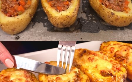Pikante Ofenkartoffeln mit Fleisch-Gemüse-Füllung
