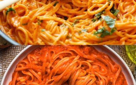 Spaghetti in cremiger Paprikasauce