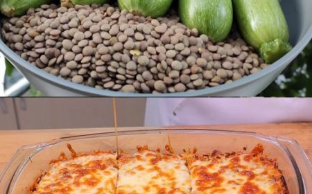 Linsen-Gemüse-Auflauf mit Zucchini und Mozzarella