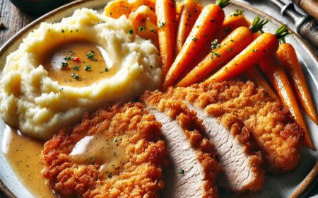 Wiener Schnitzel mit Sahnemöhren und Kartoffelpüree