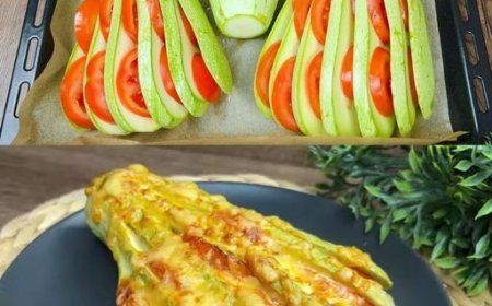 Gebackener Zucchini-Tomaten-Fächerauflauf