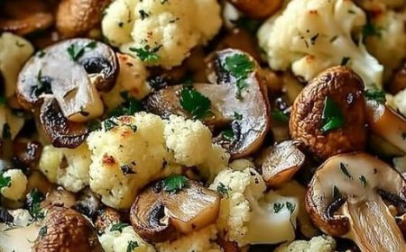 Blumenkohl Champignons Pfanne mit Knoblauch