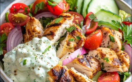 Griechischer Hähnchensalat mit Tzatziki