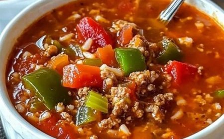 Gefüllte Paprikasuppe ist eine vollwertige Mahlzeit in einer Schüssel. Verpassen Sie dieses Rezept nicht