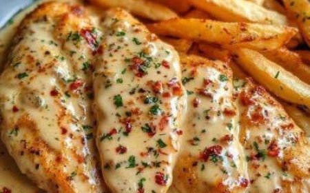 Hähnchenfilet mit 200 ml Schlagsahne in cremiger Knoblauchsauce