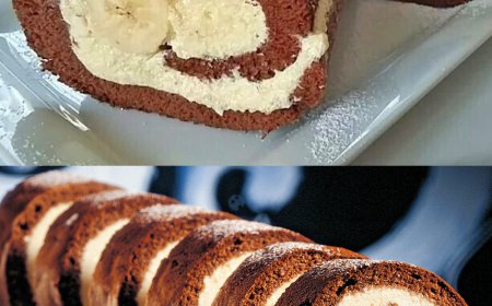 Wer einmal probiert, will keine andere mehr, Biskuitrolle mit Bananen