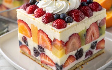 Kalter Früchtekuchen, ein frisches und farbenfrohes Dessert, perfekt für den Sommer