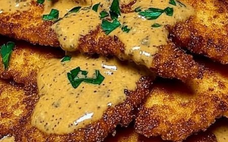 Schnitzelstreifen in Senfsahnesoße