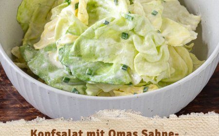 Kopfsalat mit Omas Sahne Zitronen Dressing  Der cremige Klassiker für die Familienrunde