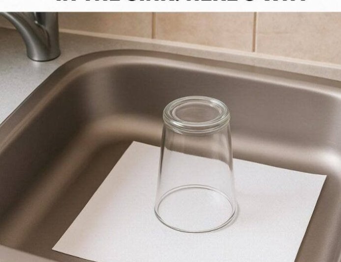 Here’s why you should always leave an upturned glass and a piece of paper in the sink before going on vacation