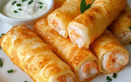 Crispy cigars with shrimp and garlic