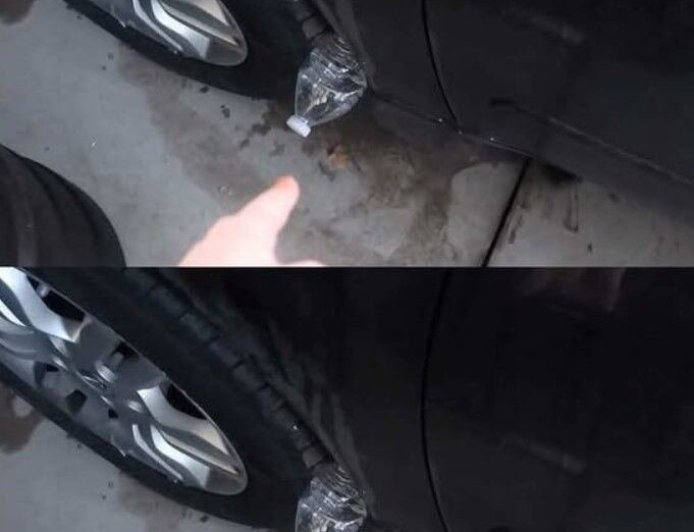If You See A Plastic Bottle On Your Tire, Pay Close Attention