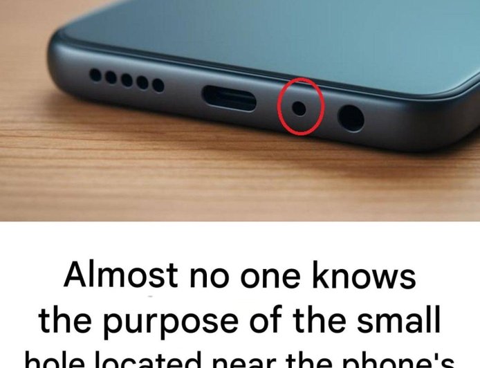 What is the purpose of the small hole next to the charging port on a smartphone — and why is it so important?