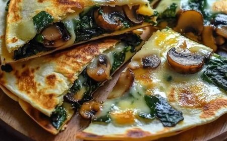 Baked Spinach Mushroom Quesadillas