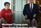 Moment Trump puts 'DoorDash Grandma' on the spot about very controversial issue as he hands her a wad of cash