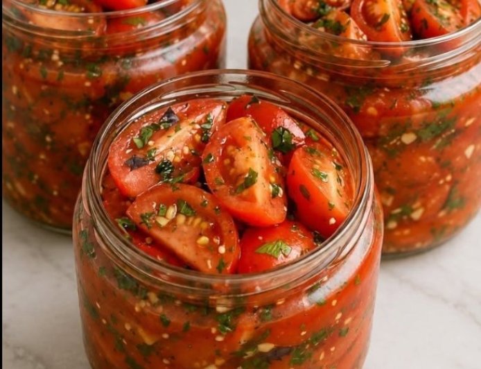 Koreanische Tomaten. Ihr Geschmack ist unvergleichlich und sie halten sich perfekt bis Neujahr